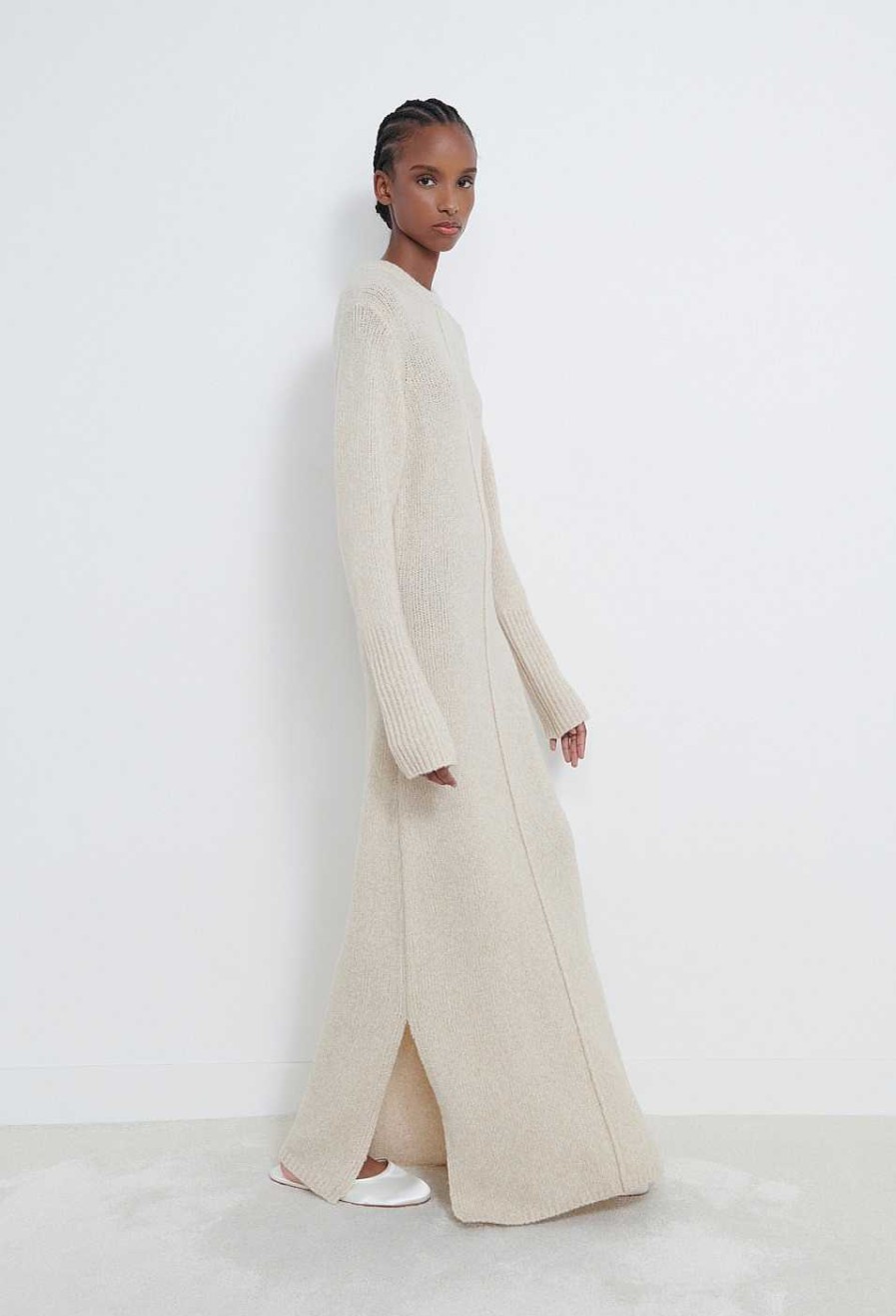 Vetements Loulou Studio | Robe Bisha En Melange De Cachemire Creme