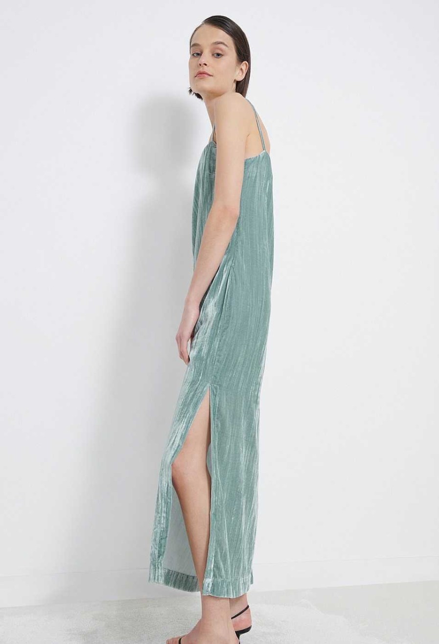 Vetements Loulou Studio | Robe En Velours Ecrase Etinas Aqua