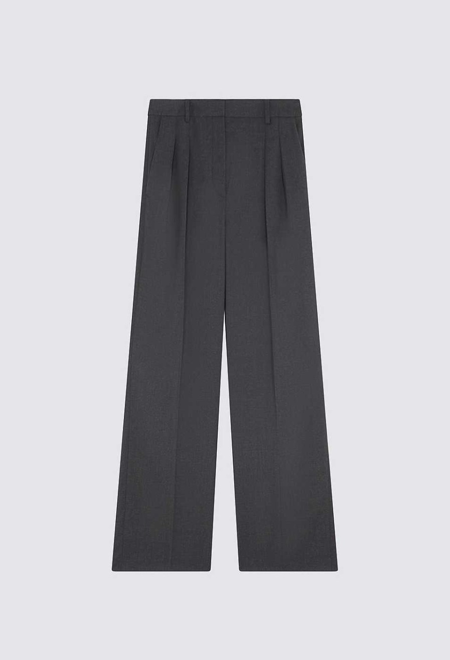 Vetements Loulou Studio | Pantalon Large En Laine Sbiru Gris Anthracite