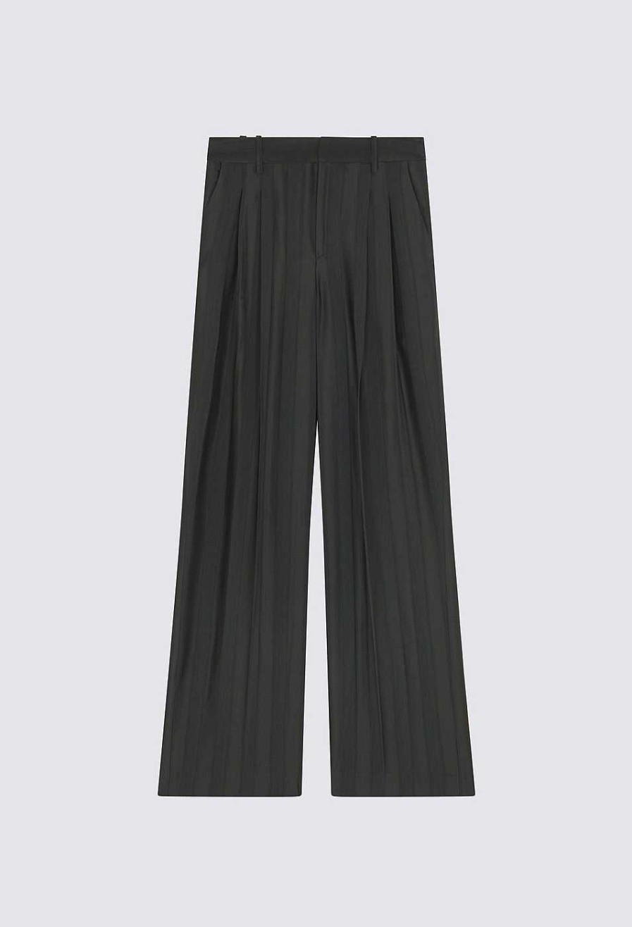 Vetements Loulou Studio | Pantalon Large En Satin Fluide Siaro Gris Anthracite