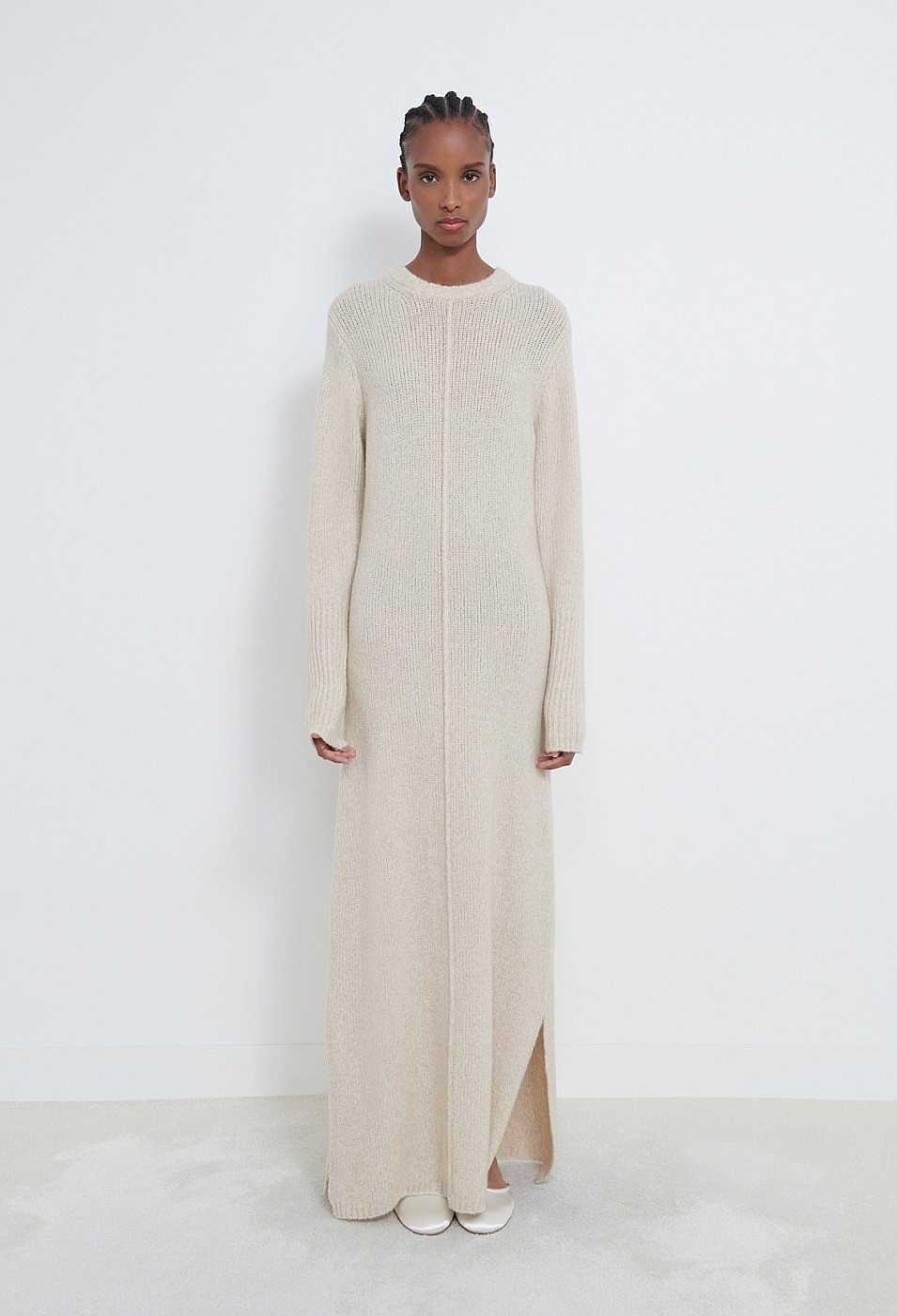 Vetements Loulou Studio | Robe Bisha En Melange De Cachemire Creme