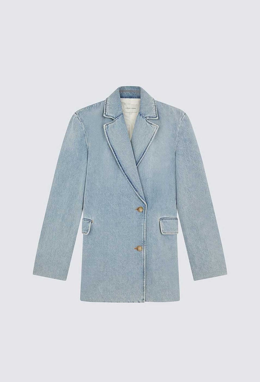 Vetements Loulou Studio | Blazer En Denim Biologique Mani Bleu Clair Delave