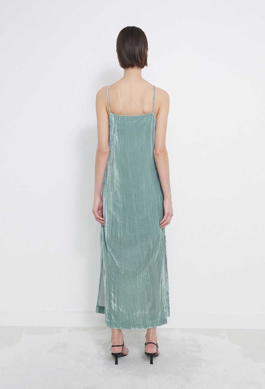 Vetements Loulou Studio | Robe En Velours Ecrase Etinas Aqua