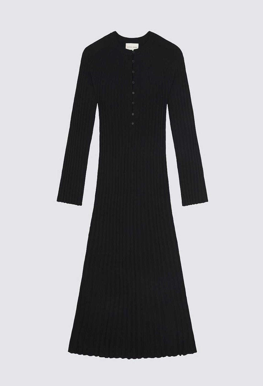 Vetements Loulou Studio | Robe En Laine Boutonnee Nosaro Noir