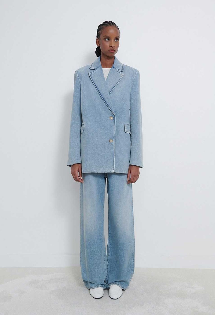 Vetements Loulou Studio | Blazer En Denim Biologique Mani Bleu Clair Delave